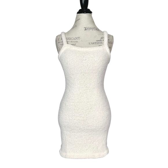 Sabo | Women | Xena Neutral Cream Soft Terry Minimal Mini Bodycon Dress | Sz XS - Picture 2 of 13